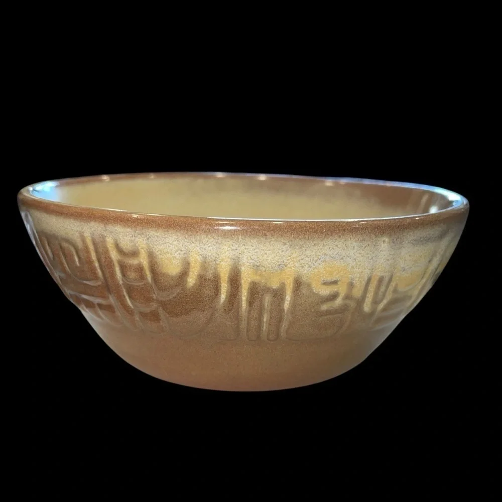 Vintage Frankoma Pottery Bowl #7X – Tan/Brown Glaze – 6” Diameter